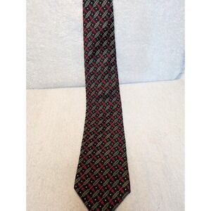 Villa Bugatti Tie 100% Italian Silk Vintage Necktie‎ Red Black Italy